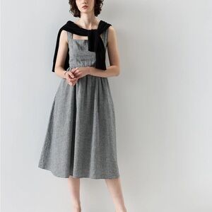 Quince linen gingham Midi Dress